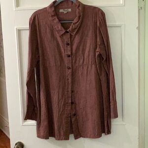 FLAX rust colored size medium linen blouse